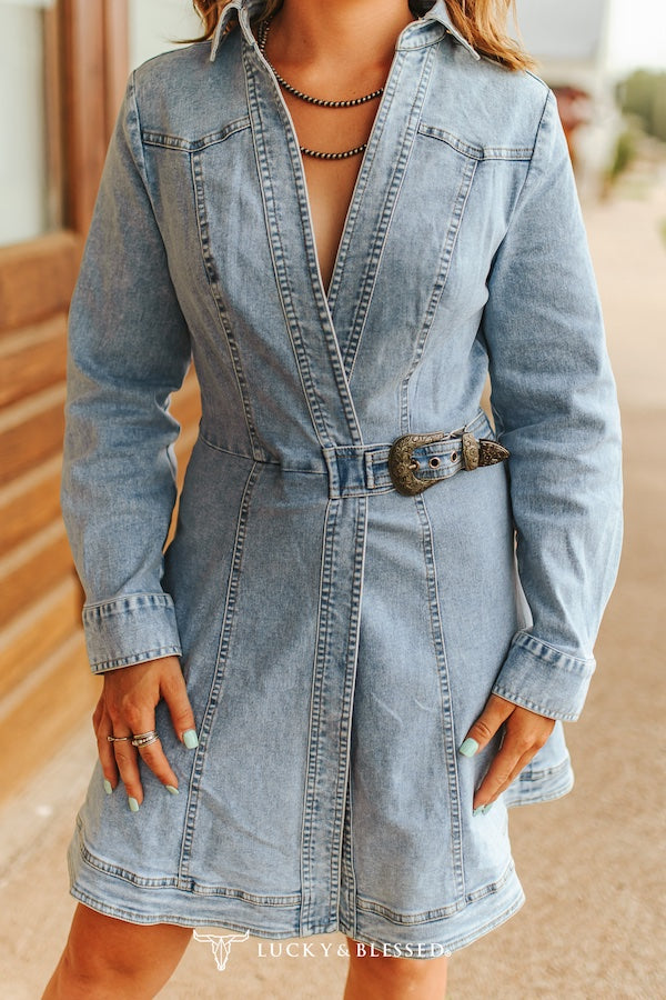 L&B Stone Wash Long Sleeve Dress