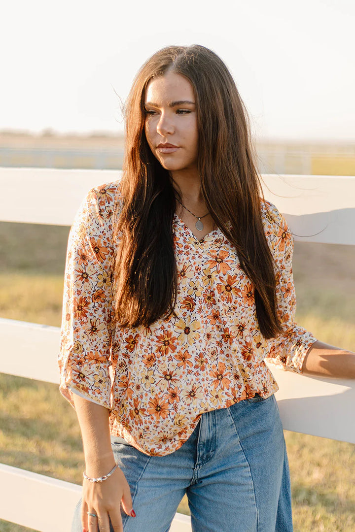 Sterling Kreek Fall Flowers Top