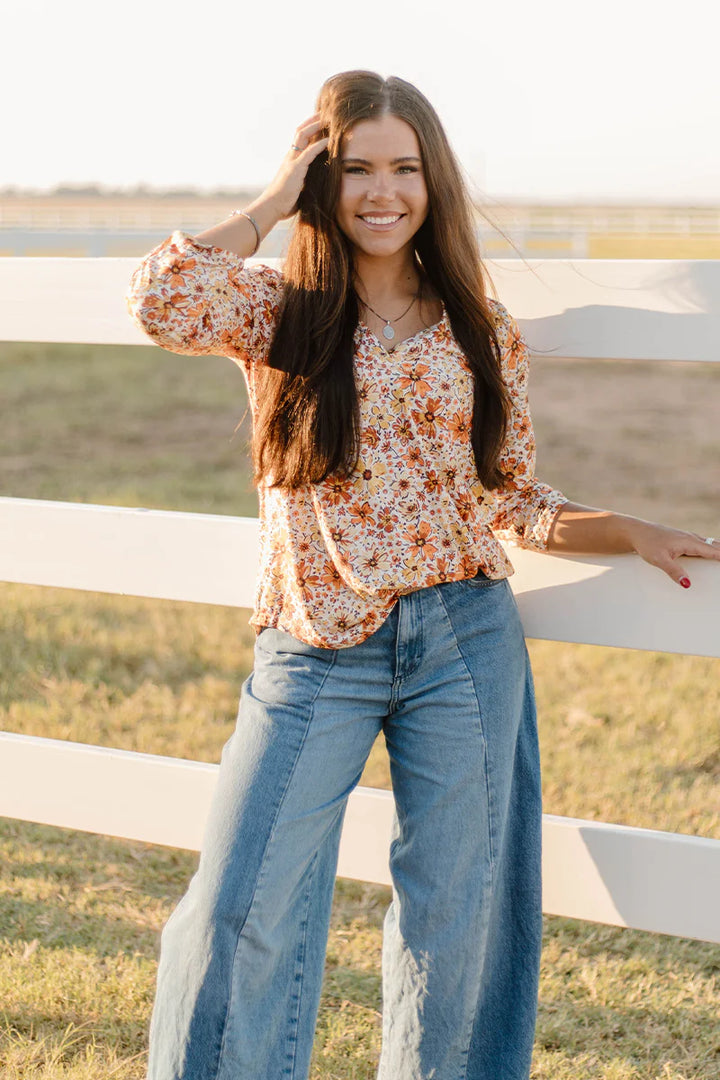 Sterling Kreek Fall Flowers Top