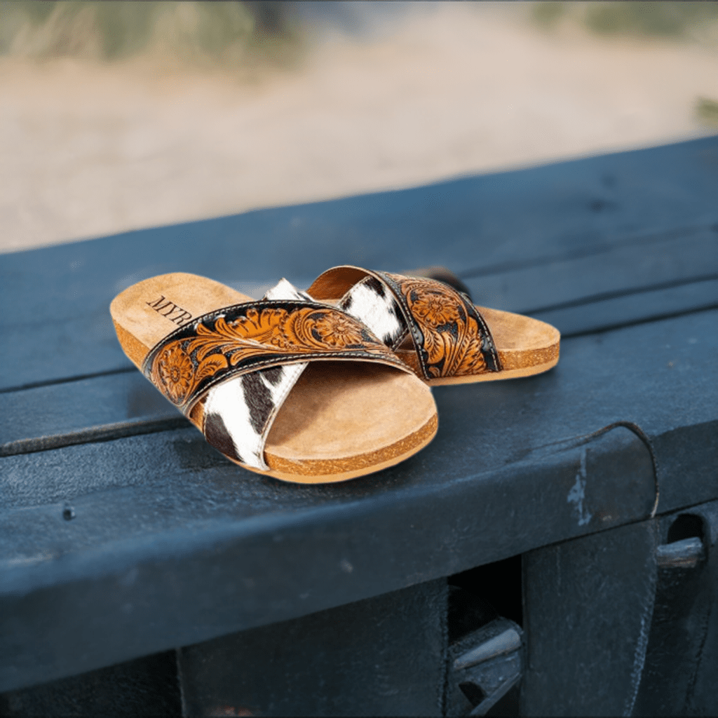 Nevada Hand Tooled Sandals | gussieduponline