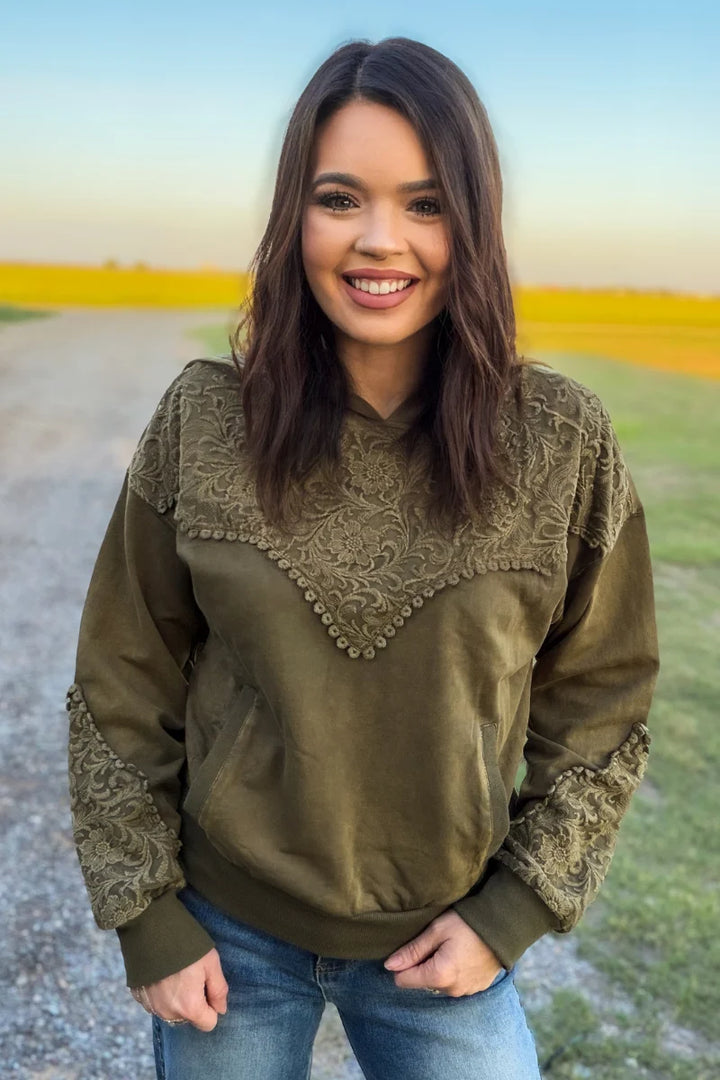 Hunter Green Tooled Frontier Hoodie