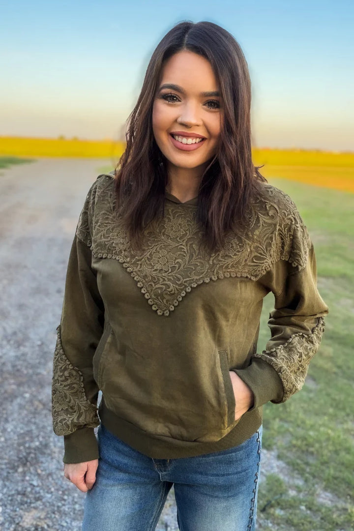 Hunter Green Tooled Frontier Hoodie