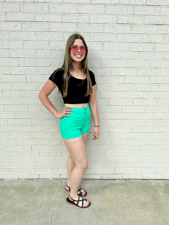 Super Fit Mint High Rise Shorts* | gussieduponline