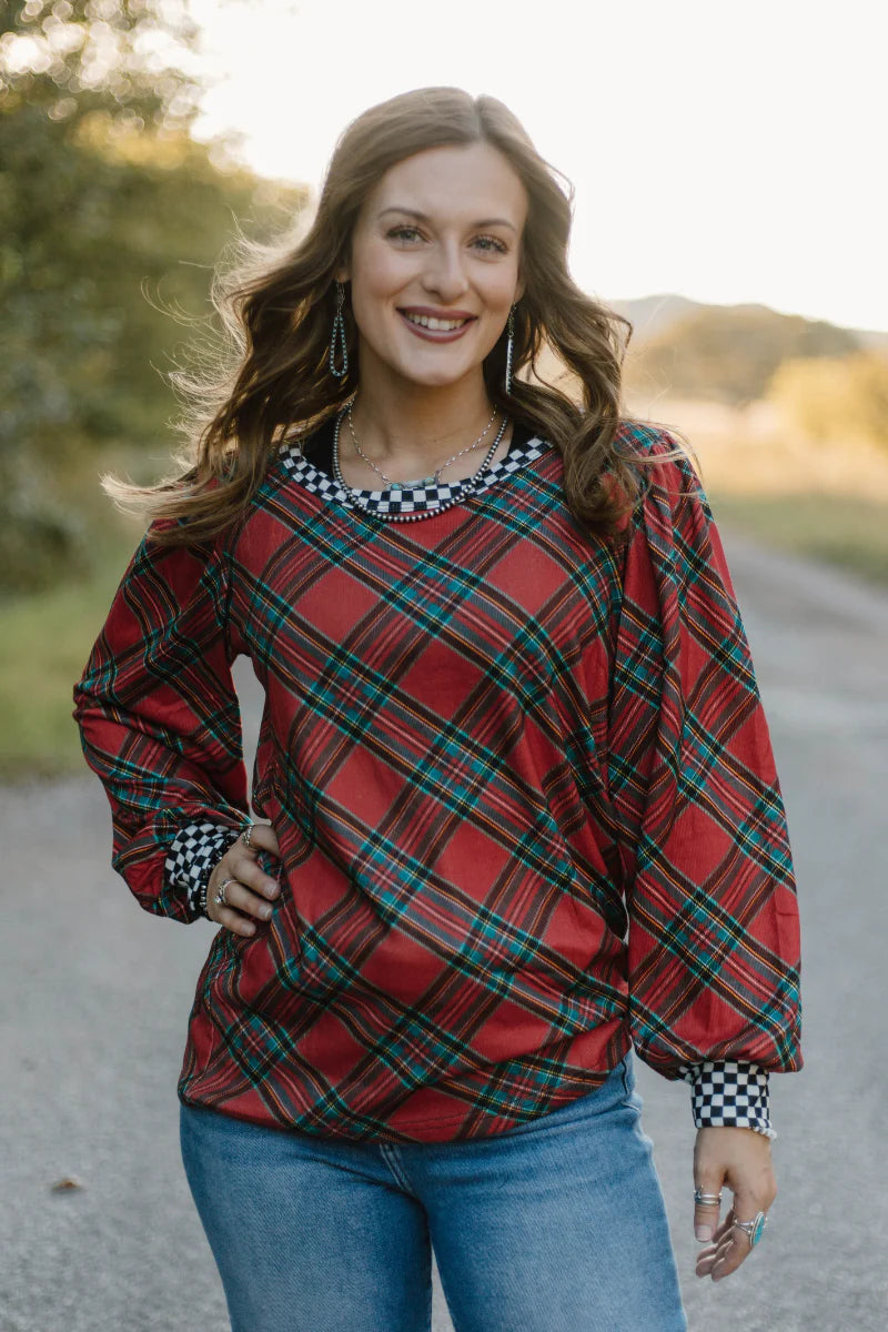 Sterling Kreek Merry & Checked Top