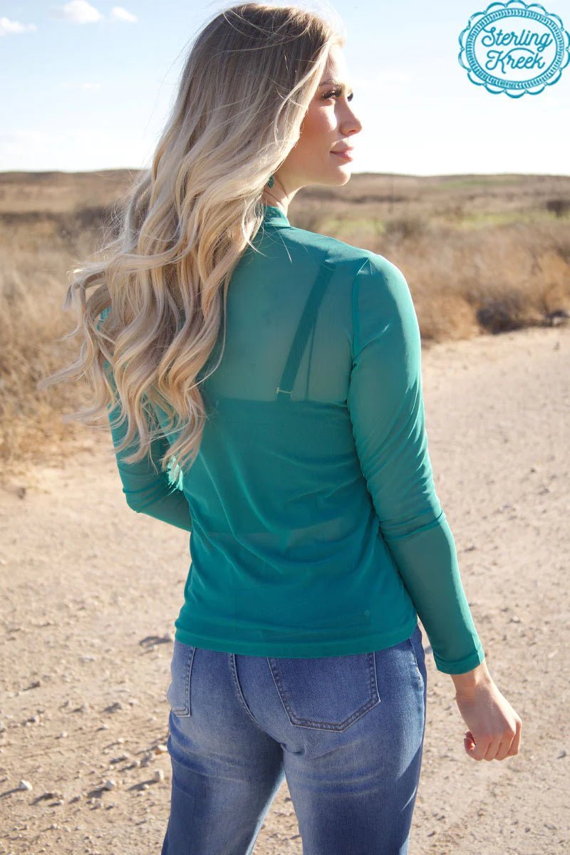 Sterling Kreek Meshed Out Turquoise Top | gussieduponline