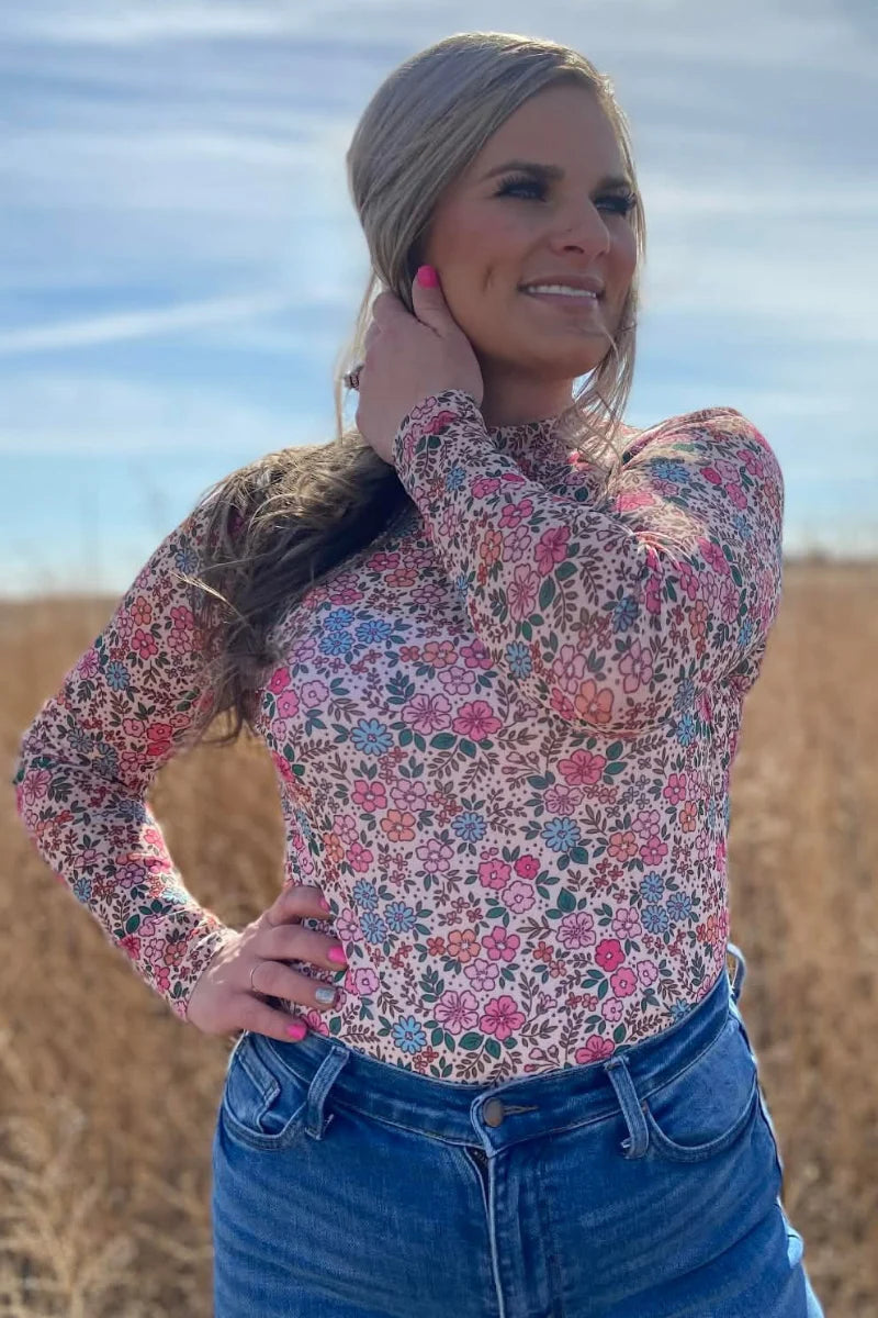 Sterling Kreek Sunday Morning Bloom Mesh Top