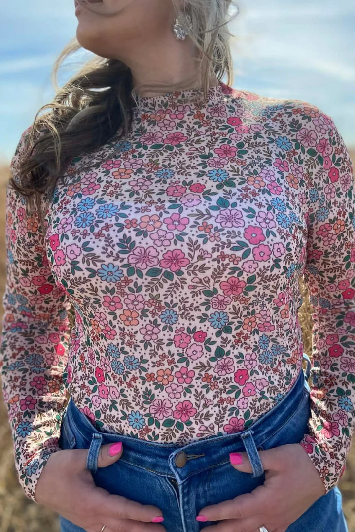 Sterling Kreek Sunday Morning Bloom Mesh Top