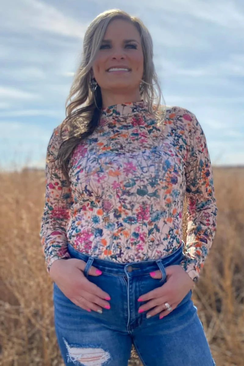 Sterling Kreek Field of Flowers Mesh Top