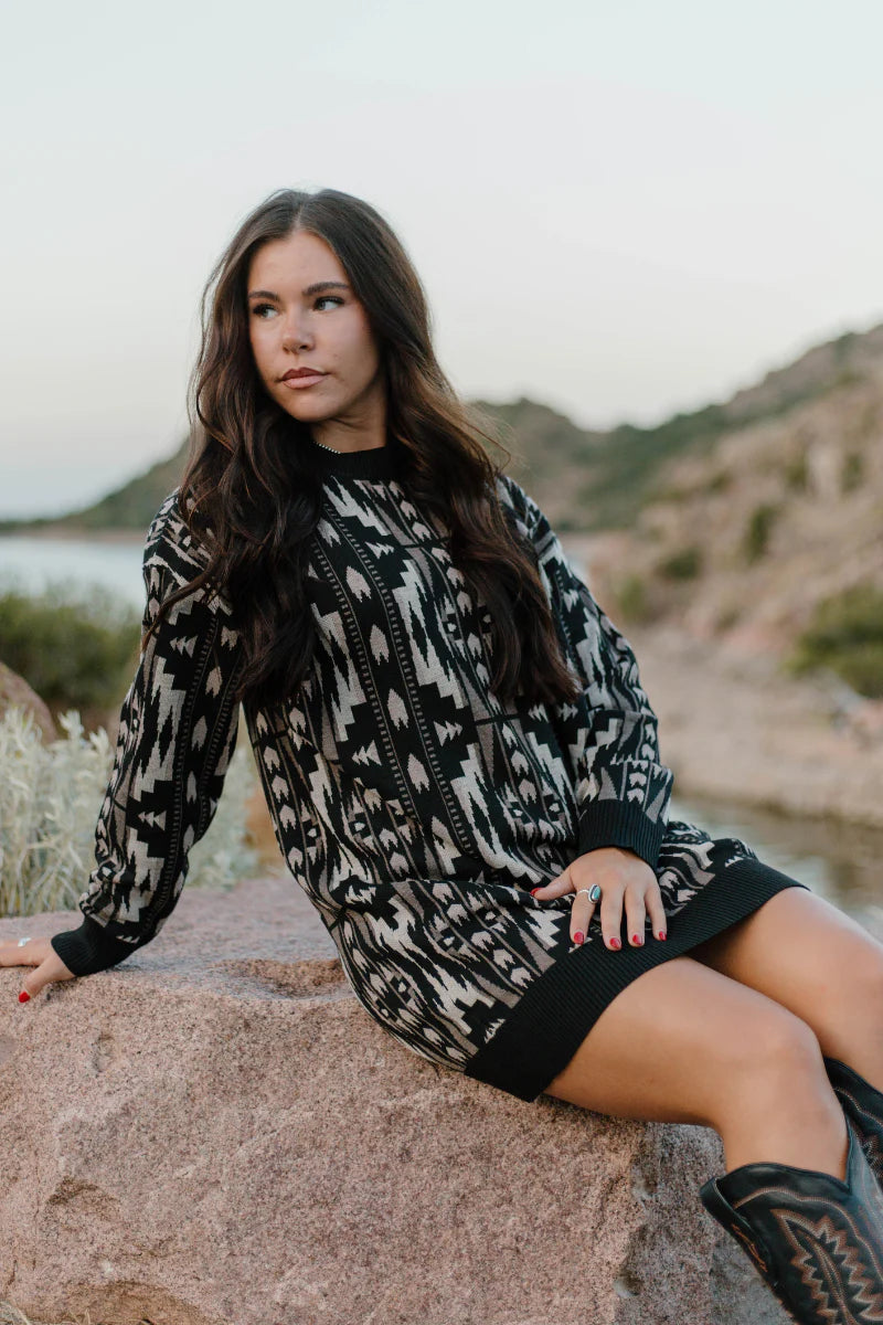 Sterling Kreek Montana Aztec Sweater Dress | Gussied Up Online Boutique Medium Sterling Kreek Montana Aztec Sweater Dress | Gussied Up Online Boutique Medium