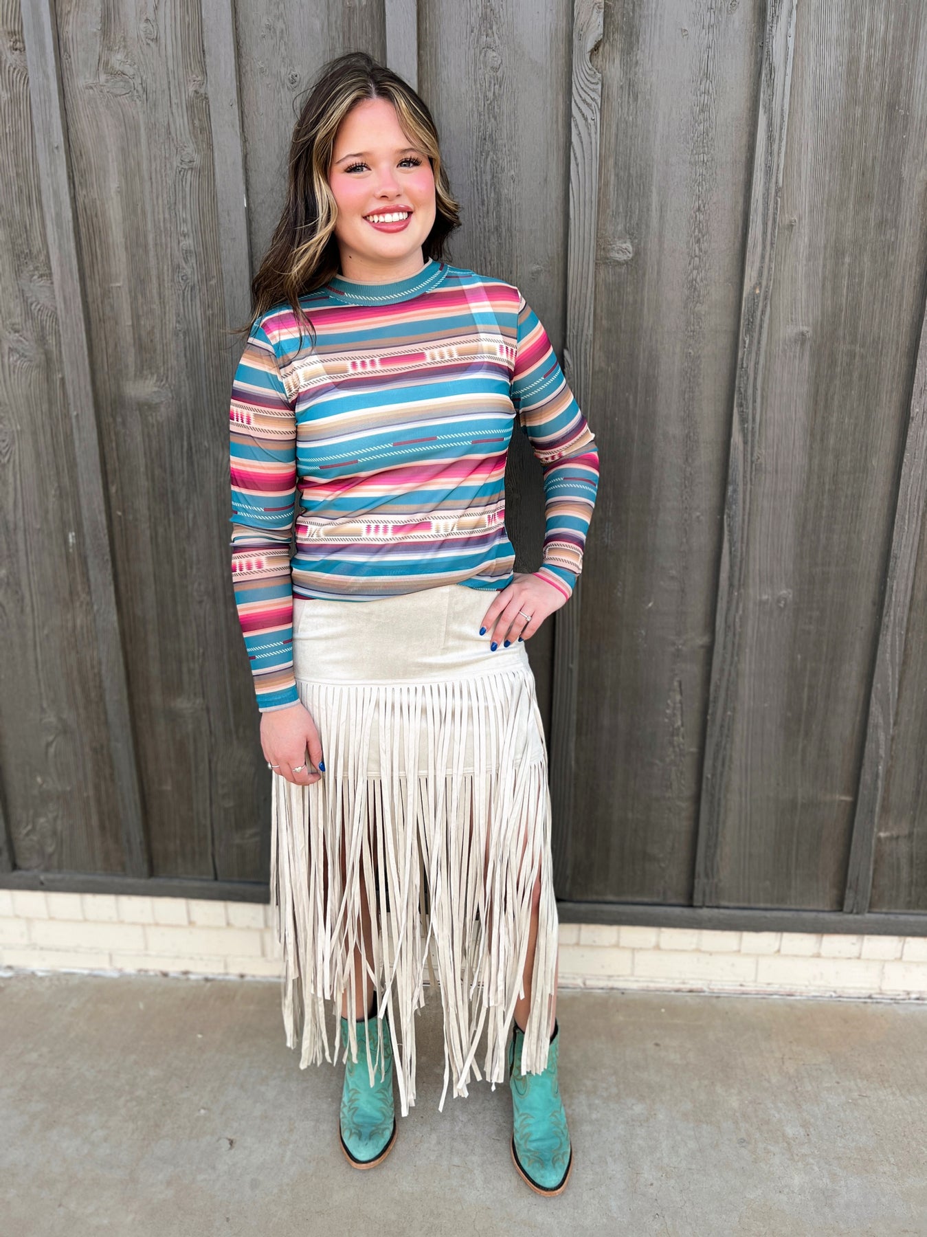 Rodeo Queen Suede Fringe Skirt Beige I Gussied Up Online Boutique
