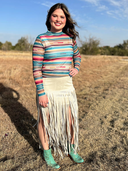 Rodeo Queen Suede Fringe Skirt Beige I Gussied Up Online Boutique