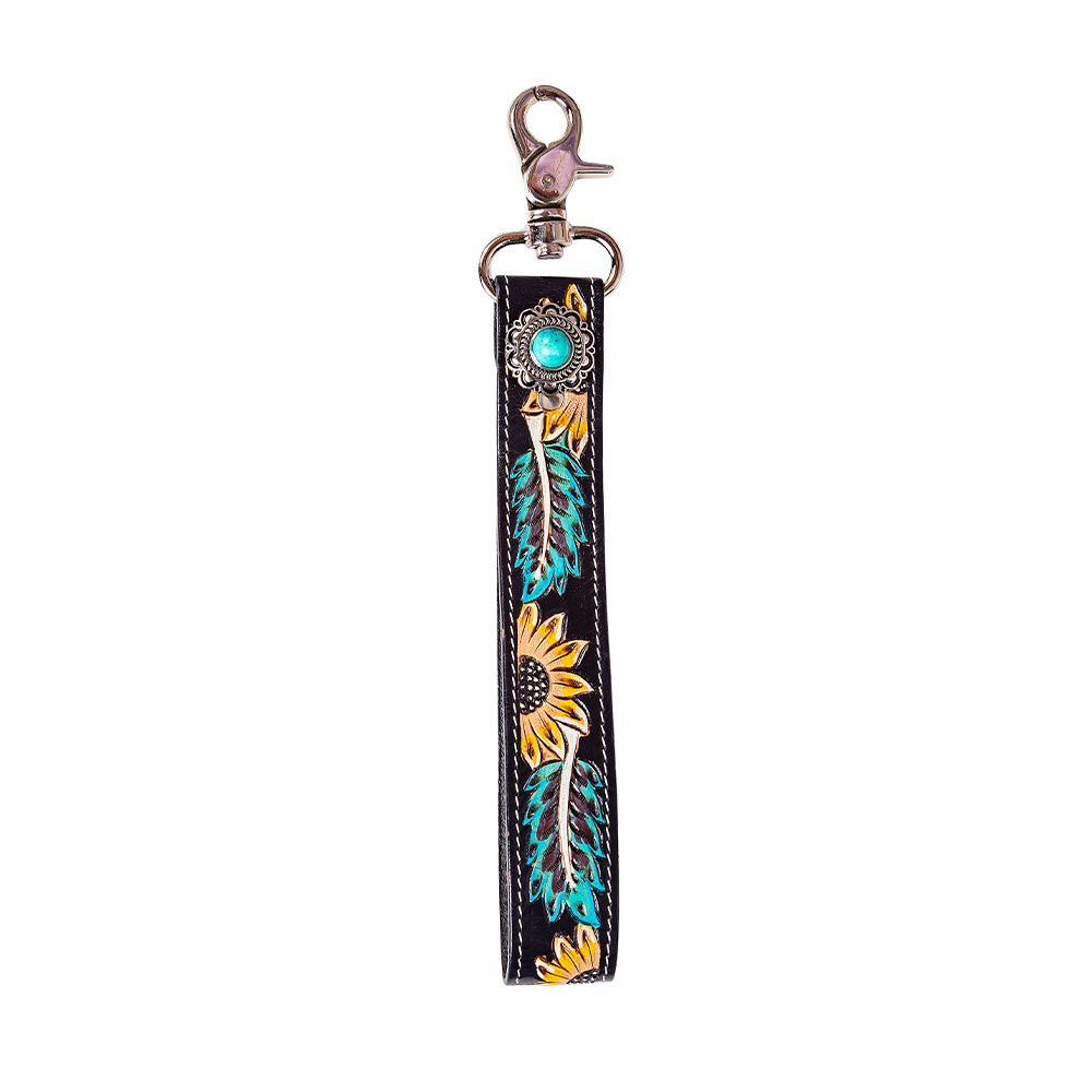 Cheyenne Bloom Hand Tooled Key Fob | gussieduponline