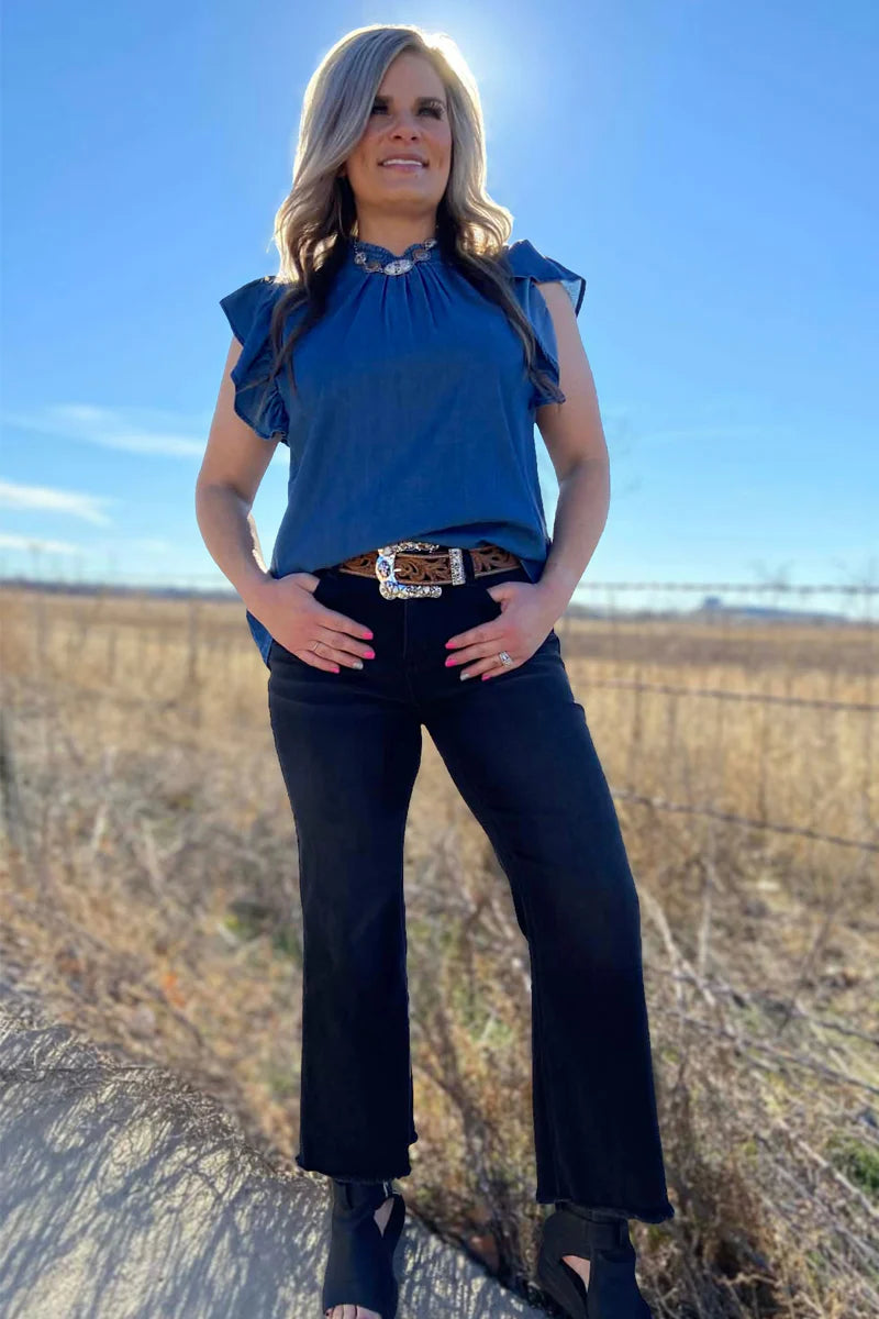 Sterling Kreek Dark Denim Babydoll Top