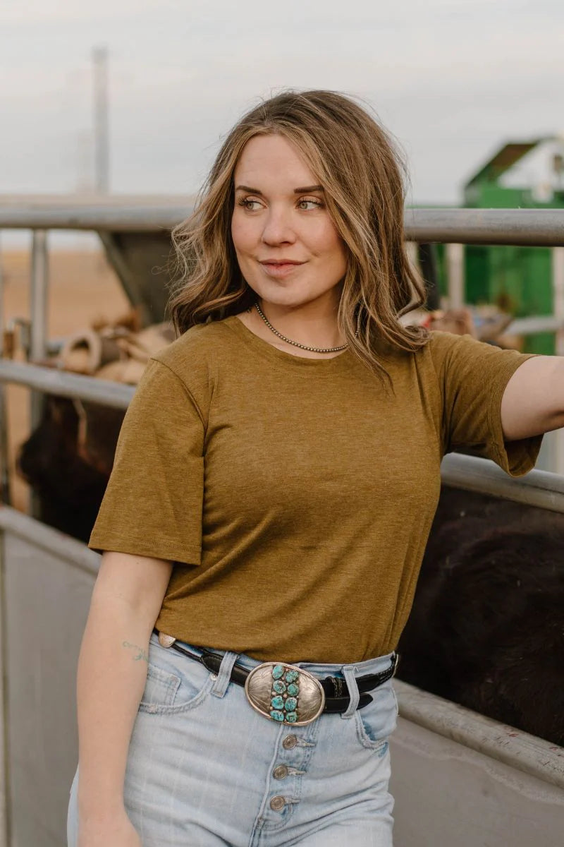 Sterling Kreek Simple Sterling Heathered Hunter Top