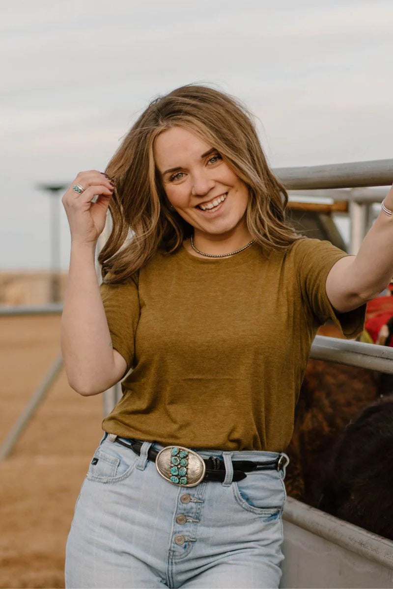 Sterling Kreek Simple Sterling Heathered Hunter Top