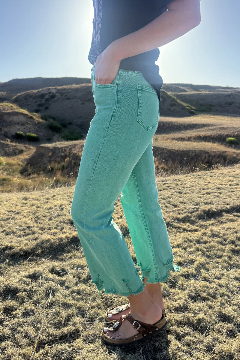 Sterling Kreek Outlaw Crop Turquoise Jeans