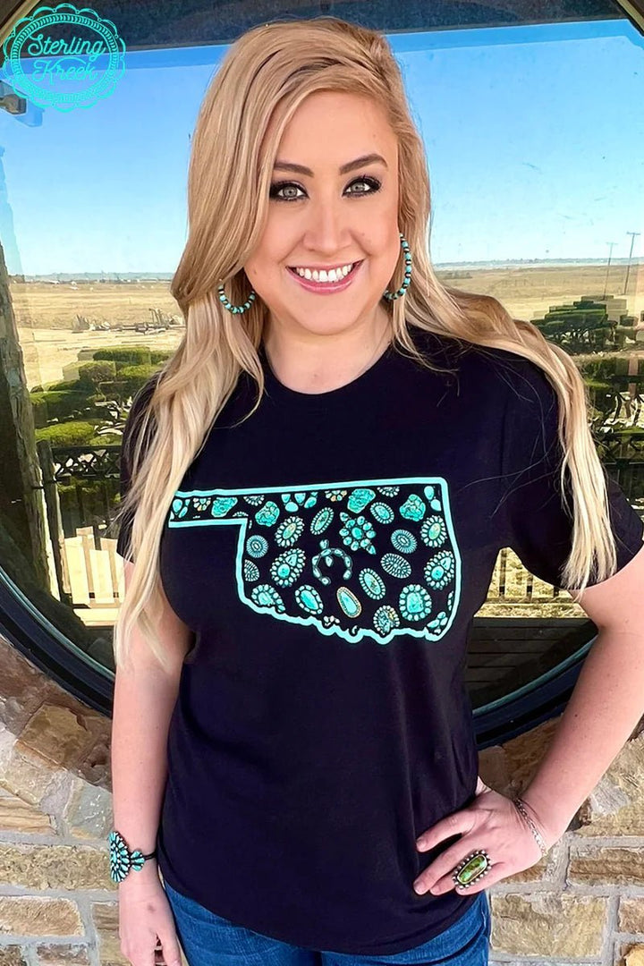 Oklahoma In Turquoise Tee | gussieduponline