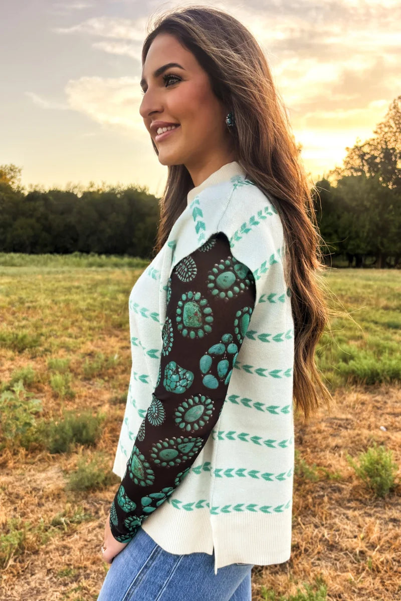 Turquoise Trails Sweater Top