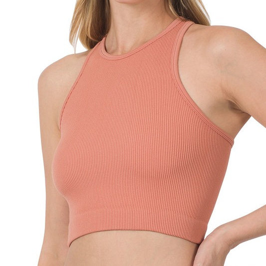 Cropped And Ribbed Racerback Top- 4 Colors | gussieduponline