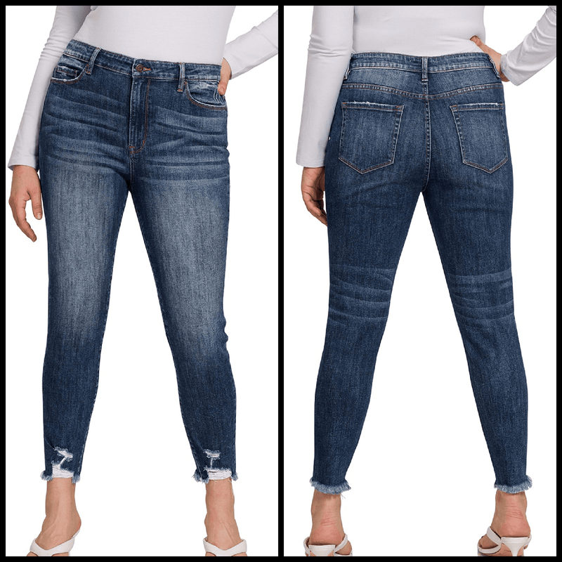 Introducing PLUS I Got It Jeans. These ankle skinny denim pants feature a Distressed Hem for a unique and stylish look. Crafted with STRETCH for extra comfort and flexibility, these jeans come with a front rise of 11 7/8" and an inseam of 27.5".