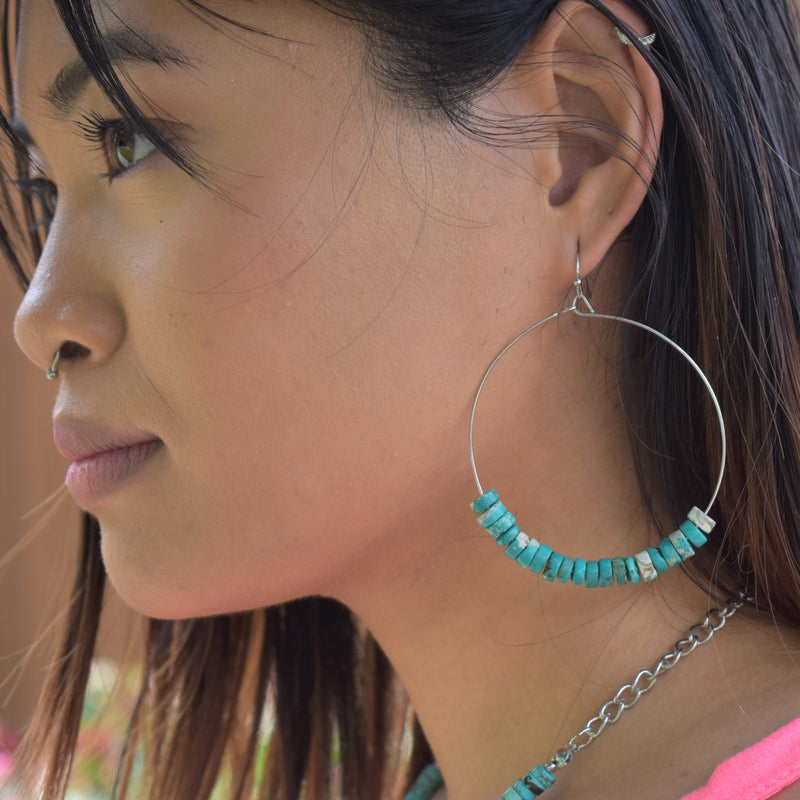 Hula Turquoise Hoop Earrings