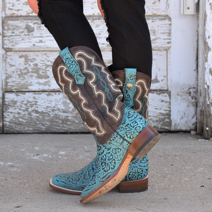 Turquoise Tooled Leather Boots | gussieduponline