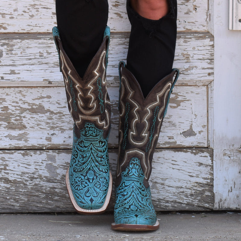 Turquoise Tooled Leather Boots | gussieduponline