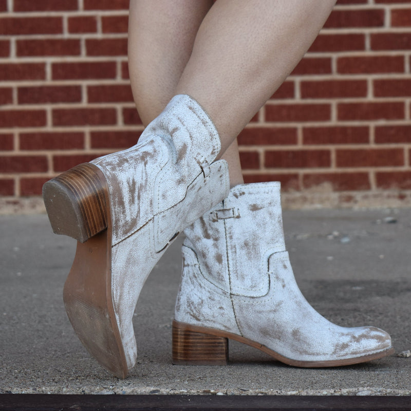 White Weathered Leather Boot* | gussieduponline