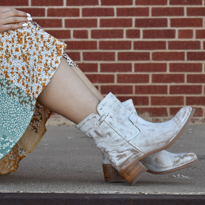 White Weathered Leather Boot* | gussieduponline