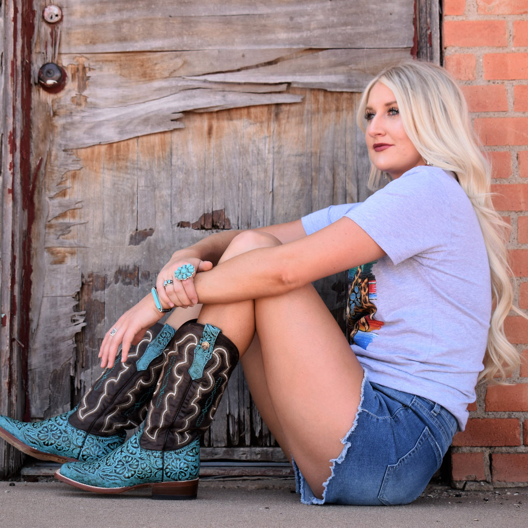 Turquoise Tooled Leather Boots | gussieduponline