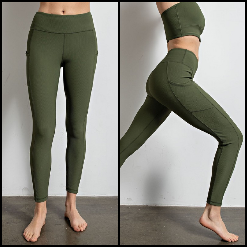 Ribbed Yoga Leggings With Pockets