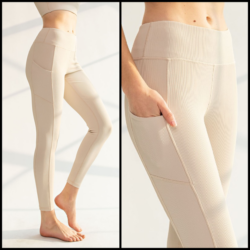 Ribbed Yoga Leggings With Pockets