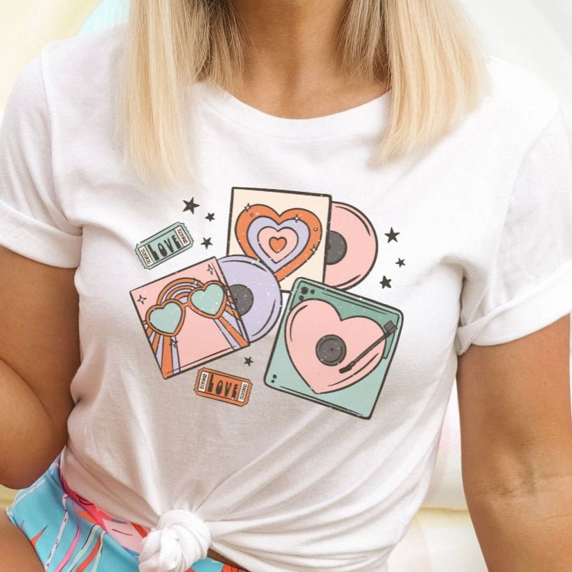graphic tee, short sleeve, Valentines Day, white. Get Gussied Up. Small Business. Preferred Boutique. 