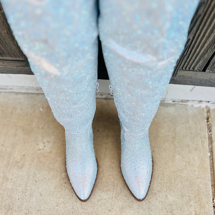 Bring Ya To Your Knees Rhinestone Boots | gussieduponline