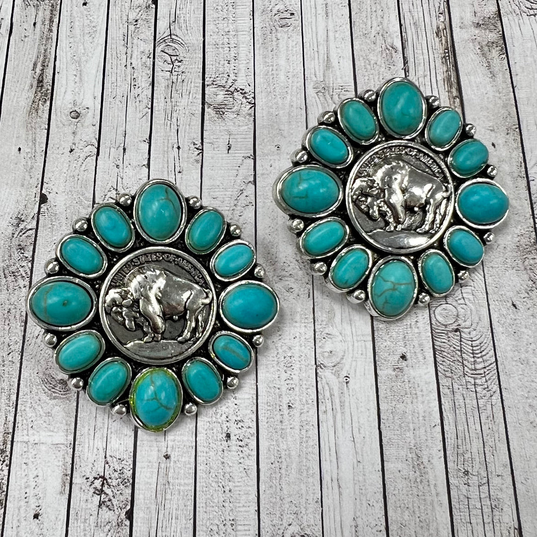 Where The Turquoise Buffalo Roams Earrings | gussieduponline