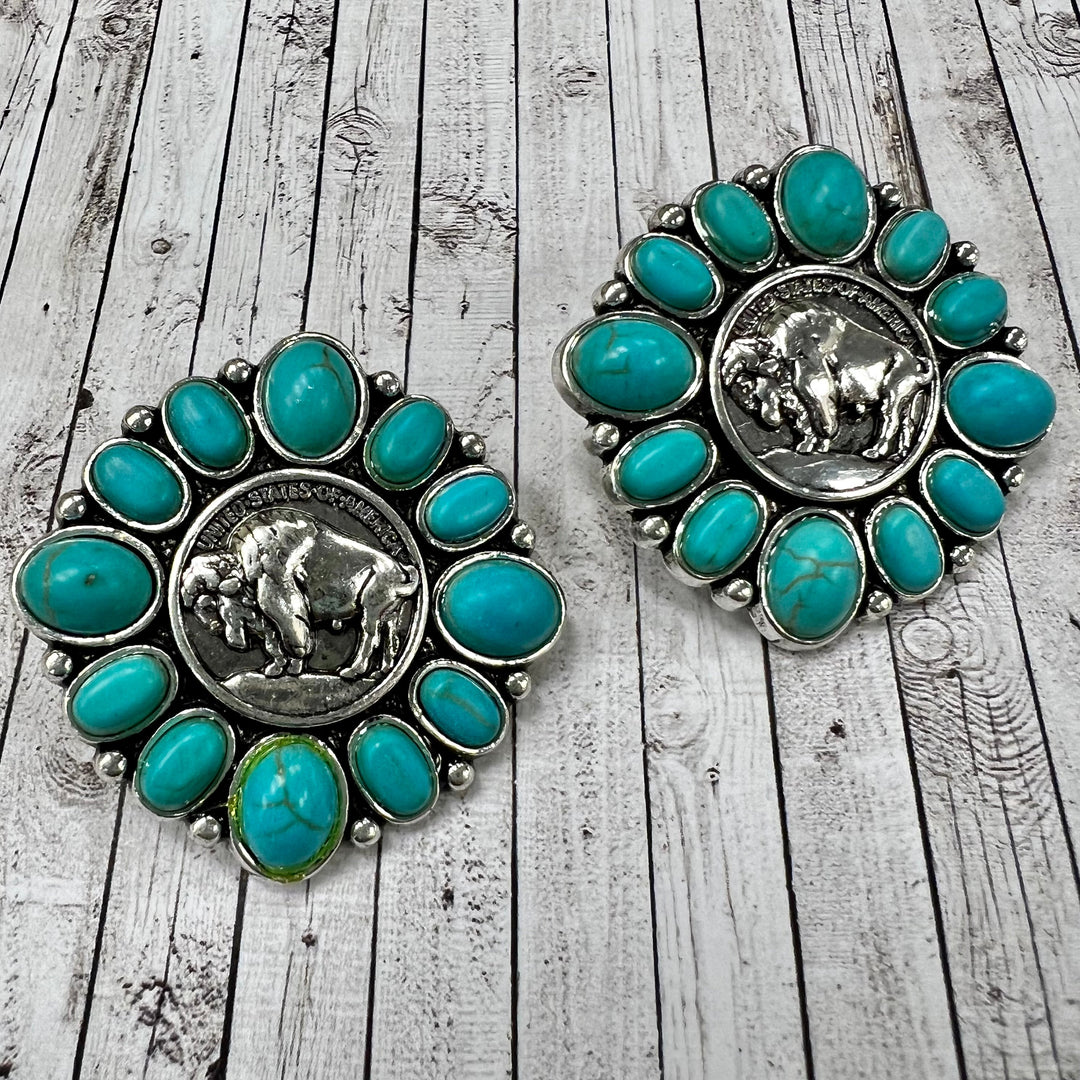 Where The Turquoise Buffalo Roams Earrings | gussieduponline