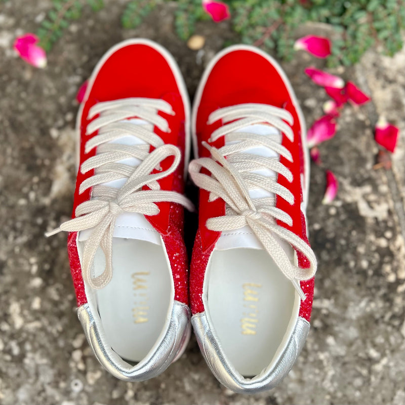 Red Glazed Star Sneakers