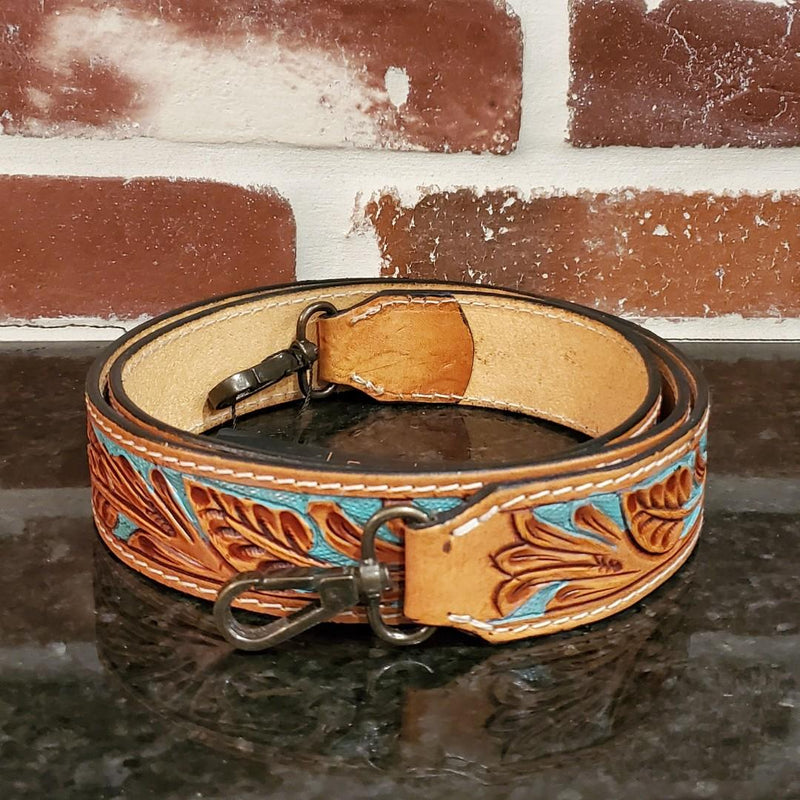 Turquoise Darling Tooled Leather Strap | gussieduponline