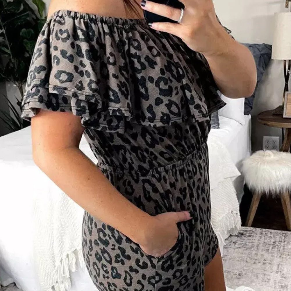Love to roar? Our Roaring Leopard Romper is purrrfect for you! Get into the wild style with a grey and black leopard print that'll have you loving your look. Its sleek fit and comfy fabric are sure to give you a flattering fit, making it a stylish must-have for any fashion trend! So go ahead and roar, sis—it's time to show them you mean business.   95% Polyester   5% Elastane