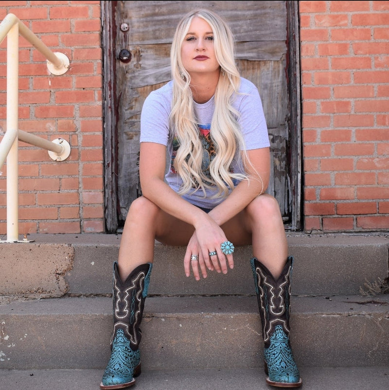 Turquoise Tooled Leather Boots