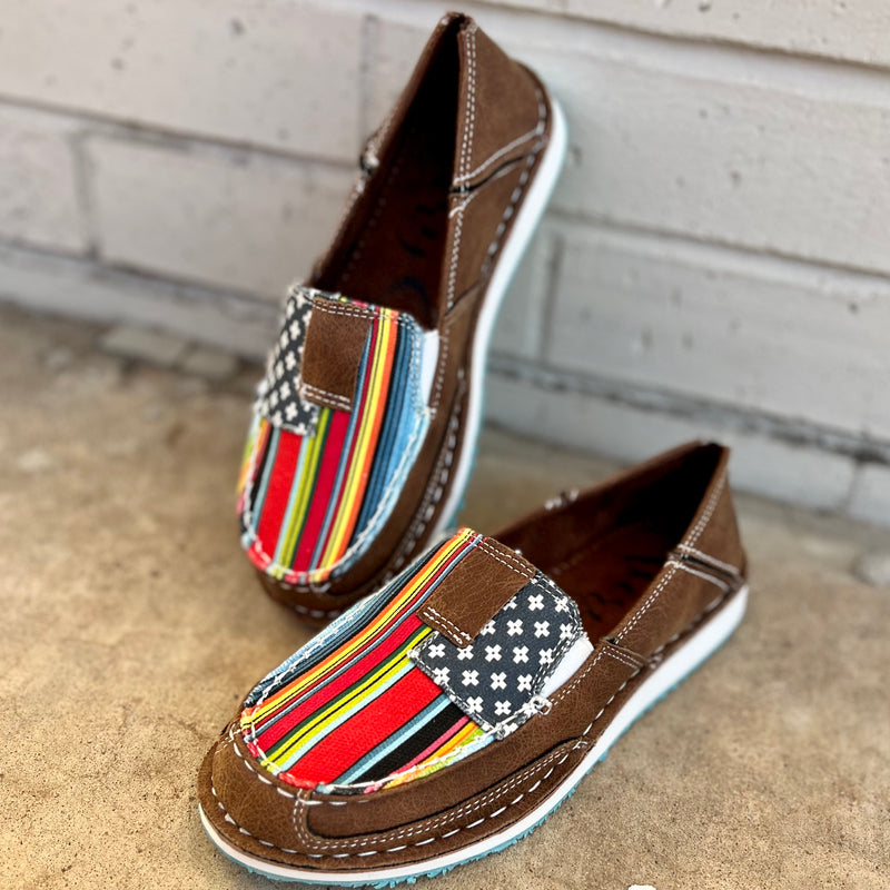 These adorable Americana Tan Loafers by Very G are so comfy and the colors are beautiful!! They will stand out with any outfit. The insoles in these loafers are the most comfortable and they fit perfect to your feet.  sizes 6-11