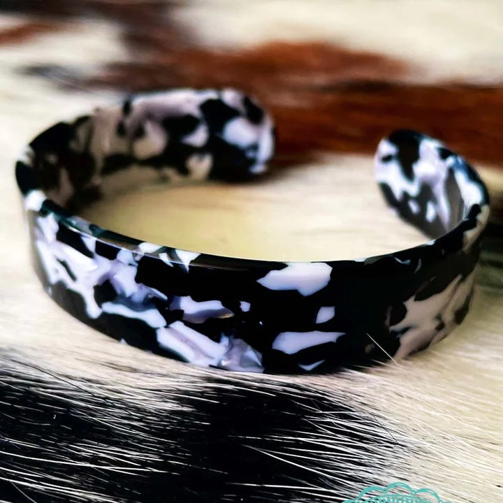 1/2" The Bessie Cuff Bracelet. The adorable cow print cuff is Super lightweight and cute! Can be added with multiple options for a cute look!!!