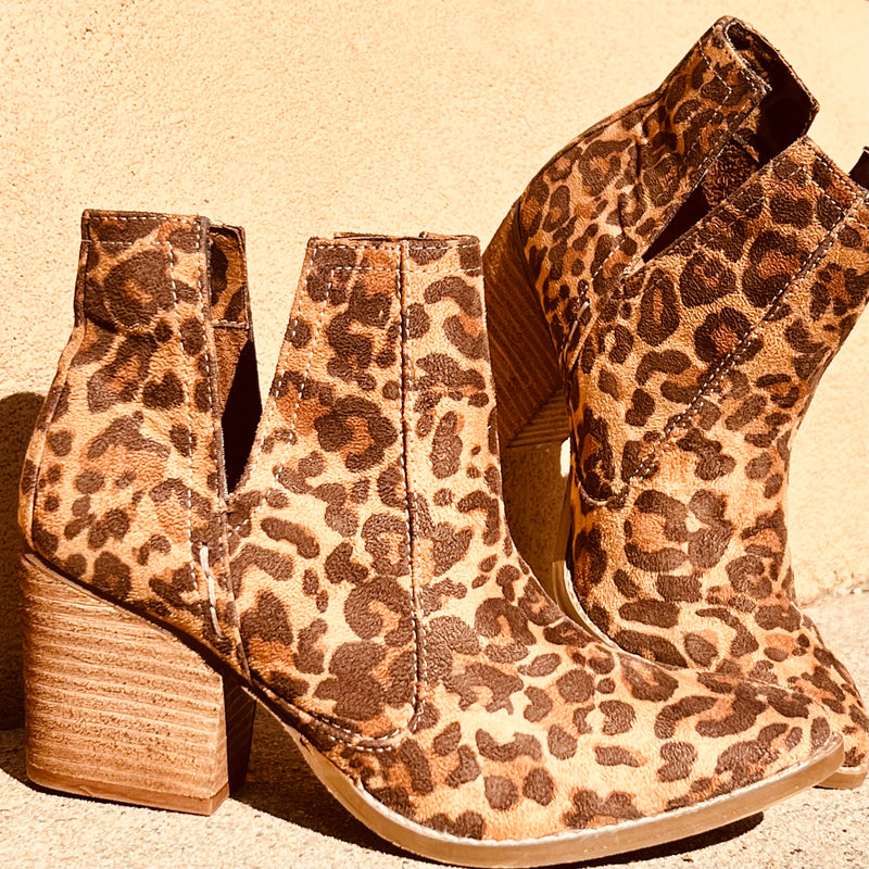 Camel Animal Print Heeled Ankle Boot*