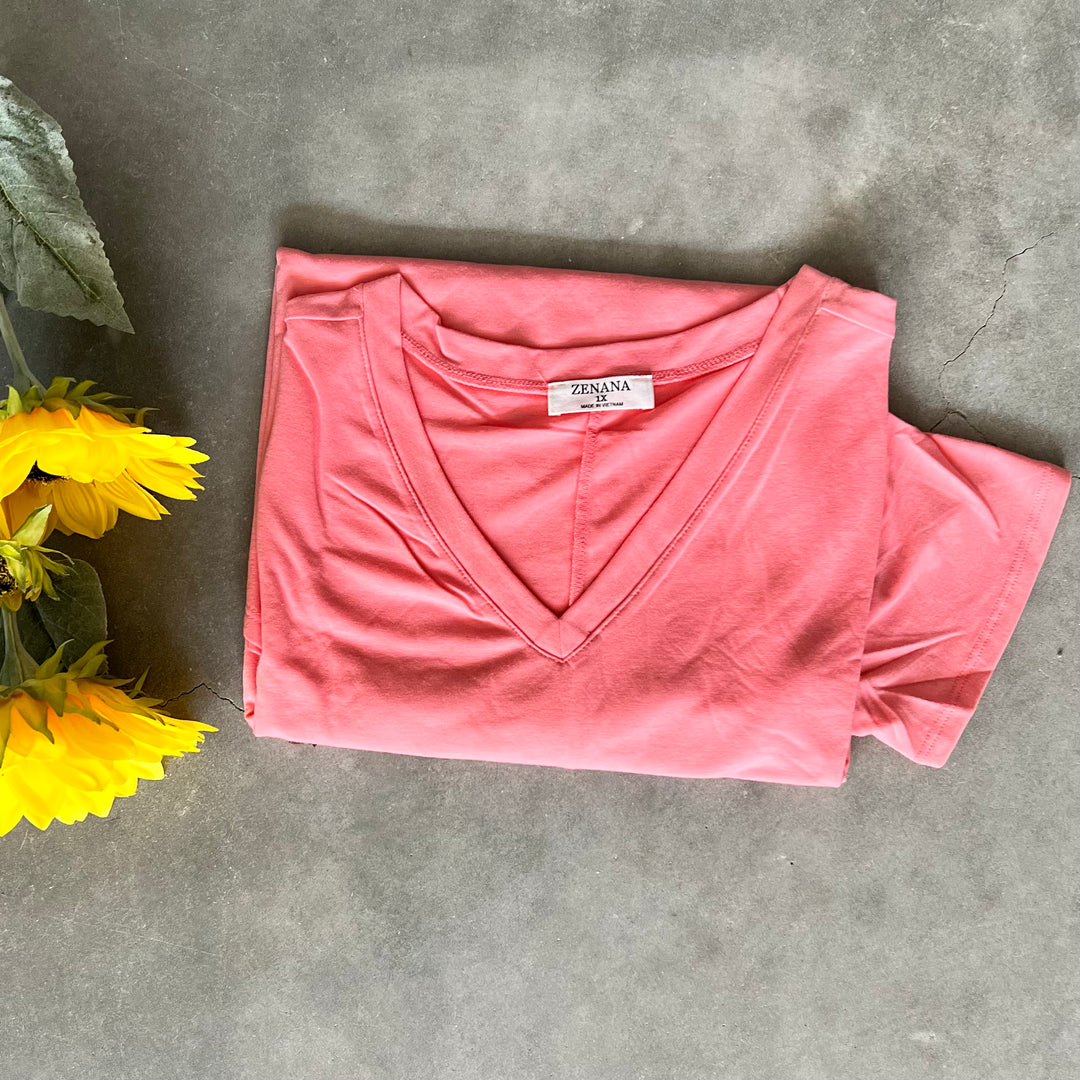 PLUS Basic Short Sleeve V-Neck Tee | gussieduponline