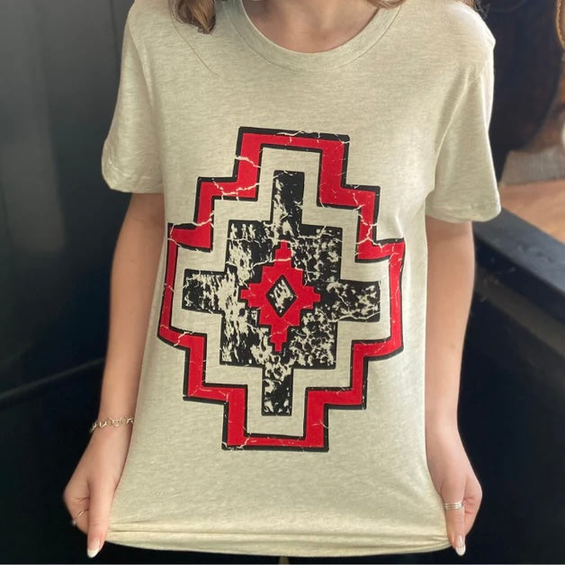 Plus Rebel Red Aztec Tee | gussieduponline