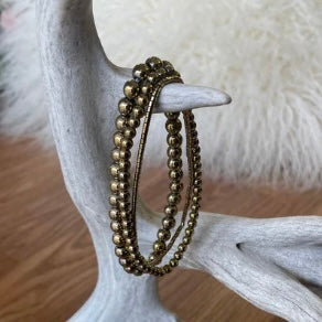 Swimmin' N Gold Beaded Stretch Bracelet Set | gussieduponline