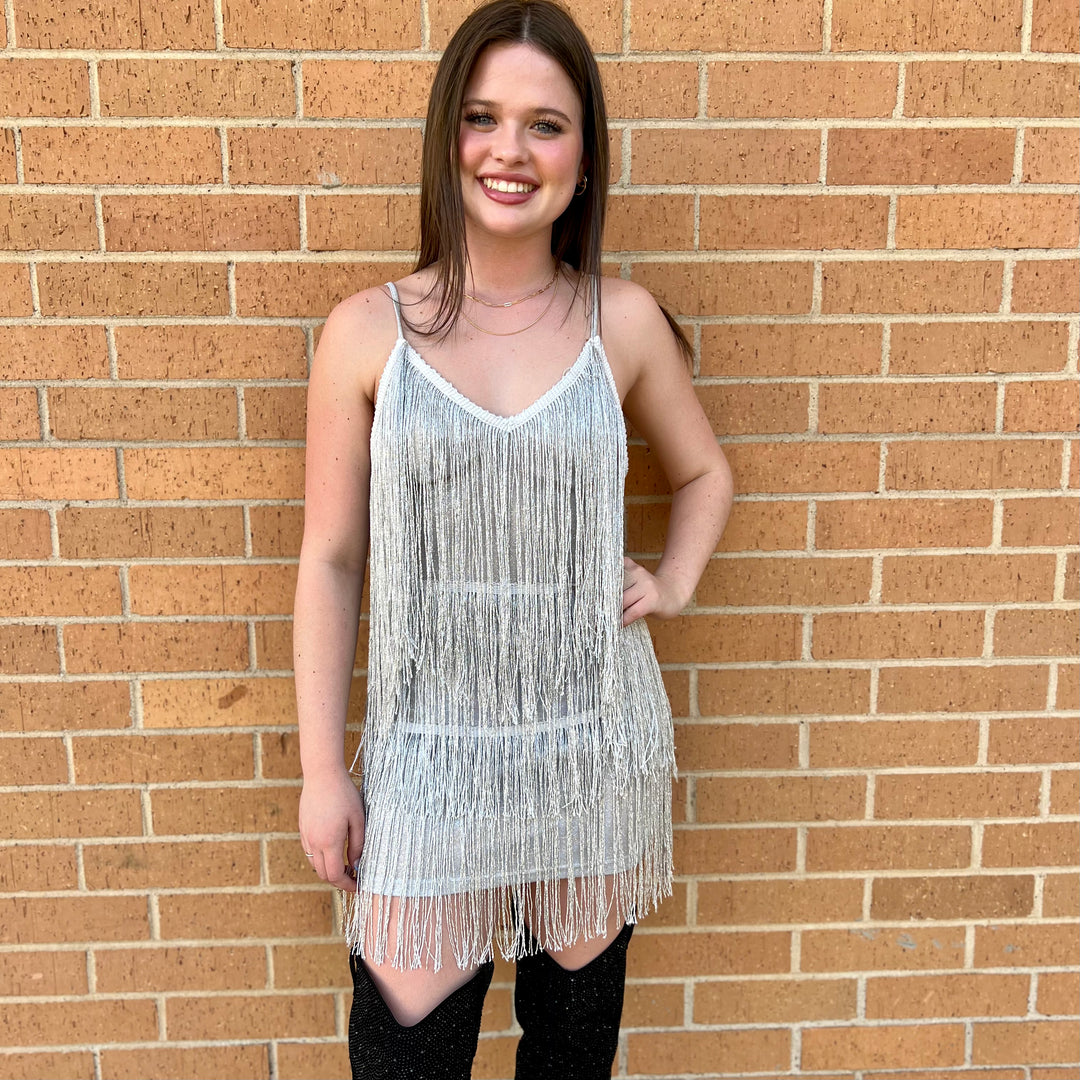 Fringe Tassel Backless Dress* gussieduponline Small / Silver