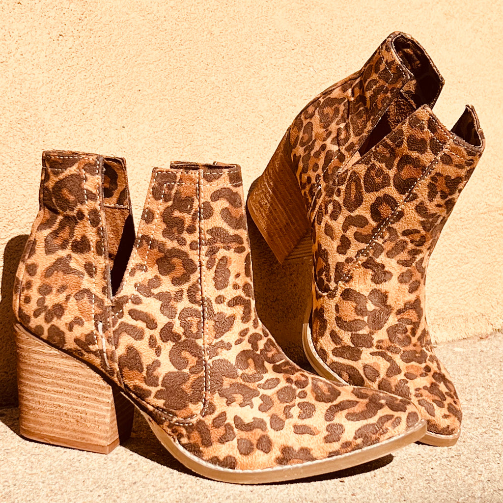 Camel Animal Print Heeled Ankle Boot* | gussieduponline