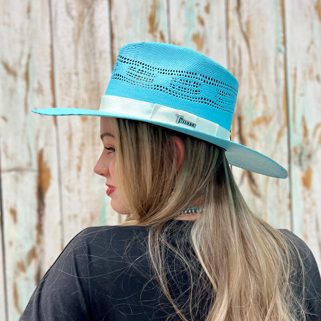 Rolling Around In The Turquoise Straw Hat | gussieduponline