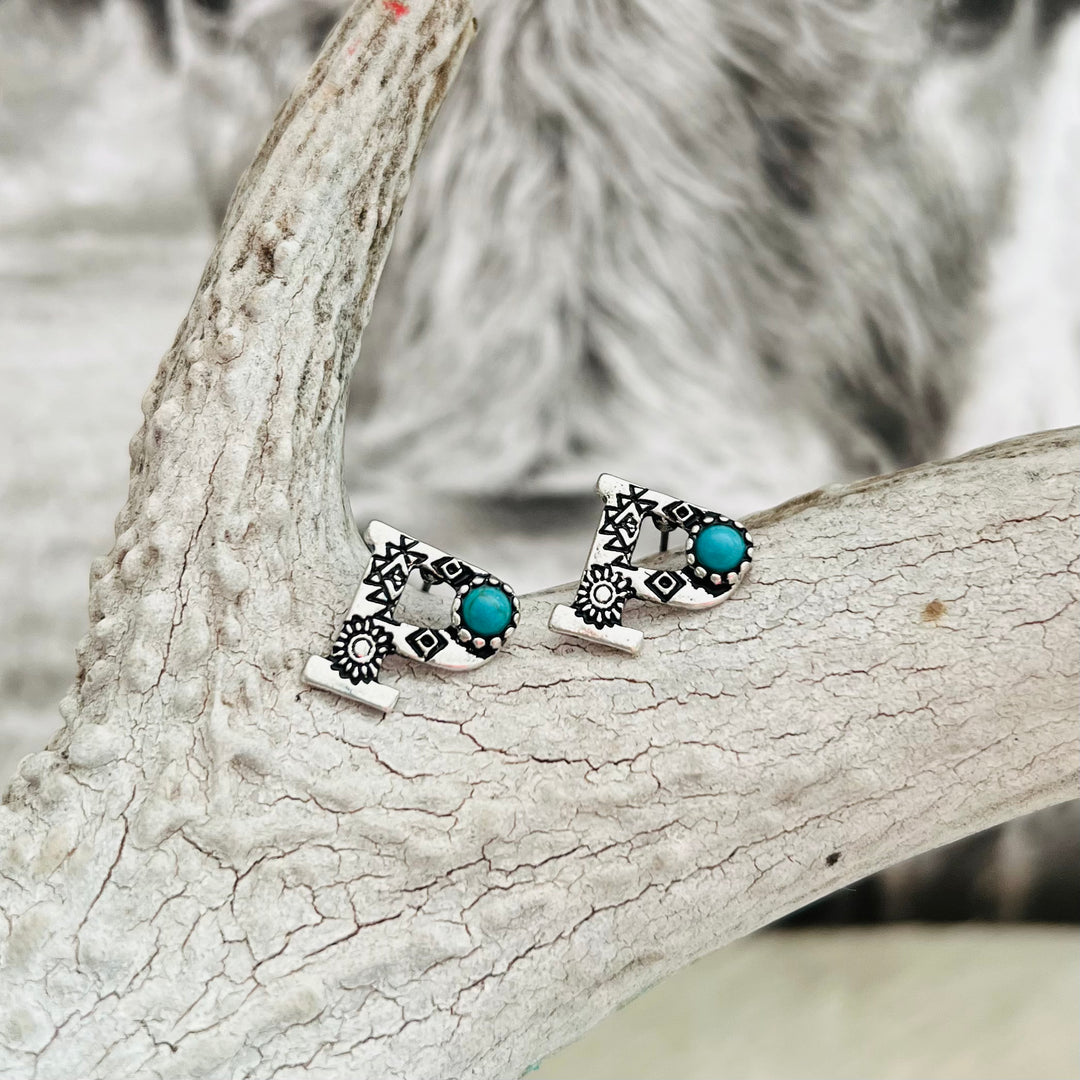 Western Letters Earrings | gussieduponline